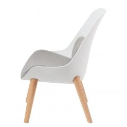 Mørteens Fauteuil Evie I - Matière plastique et tissu / Hêtre massif - Blanc et gris / Hêtre -Pas Cher Fauteuils Magasin 1000273470 220420 035 DETAILS P000000001000273470