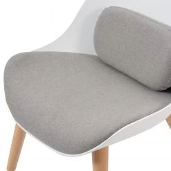 Mørteens Fauteuil Evie I - Matière plastique et tissu / Hêtre massif - Blanc et gris / Hêtre -Pas Cher Fauteuils Magasin 1000273470 220420 050 DETAILS P000000001000273470