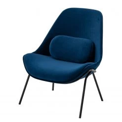 Studio Copenhagen Fauteuil Evie II - Velours / Métal - Bleu foncé / Noir