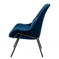Studio Copenhagen Fauteuil Evie II - Velours / Métal - Bleu foncé / Noir -Pas Cher Fauteuils Magasin 1000273471 220420 035 DETAILS P000000001000273471