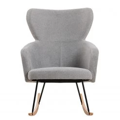 Mørteens Rocking chair Felin - Tissu / Métal / Hêtre massif - Gris / Noir / Hêtre -Pas Cher Fauteuils Magasin 1000273480 220420 030 DETAILS P000000001000273480