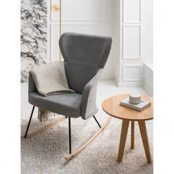 Mørteens Rocking chair Felin - Tissu / Métal / Hêtre massif - Gris / Noir / Hêtre -Pas Cher Fauteuils Magasin 1000273480 220912 021 MOOD DETAILS P000000001000273480 mood