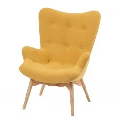 Mørteens Fauteuil Gimli - Tissu / Frêne massif - Jaune moutarde