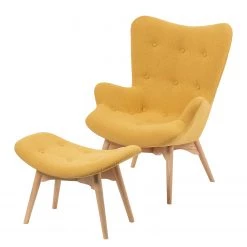 Mørteens Fauteuil Gimli - Tissu / Frêne massif - Jaune moutarde -Pas Cher Fauteuils Magasin 1000273485 220420 045 DETAILS P000000001000273485