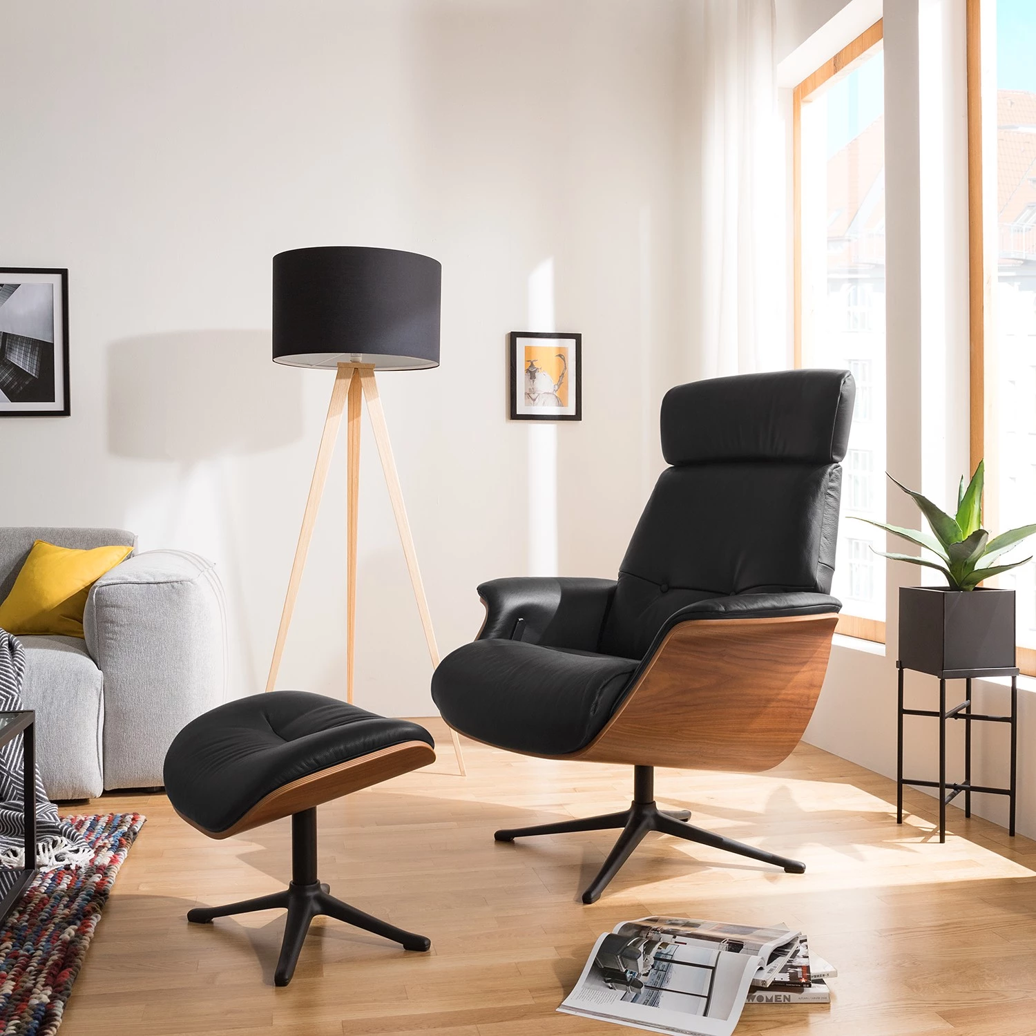 Studio Copenhagen Fauteuil relax Anderson I - Cuir véritable Neka : Noir - Noir - Noyer 4 Studio Copenhagen Fauteuil relax Anderson I - Cuir véritable Neka : Noir - Noir - Noyer – Image 2