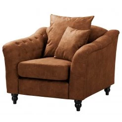 Red Living Fauteuil Lovis - Microfibre Rica: Cognac
