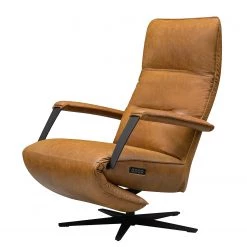 Ars manufacti Fauteuil relax Asunden - Aspect cuir vieilli - Tissu composite Bulan: Camel