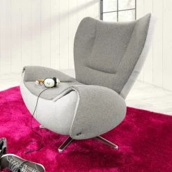Tom Tailor Fauteuil design Tom - Gris / Gris clair -Pas Cher Fauteuils Magasin designersessel tom webstoff grau creme 1037046