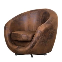 Fredriks Fauteuil pivotant Marvin - Aspect cuir vieilli - Marron