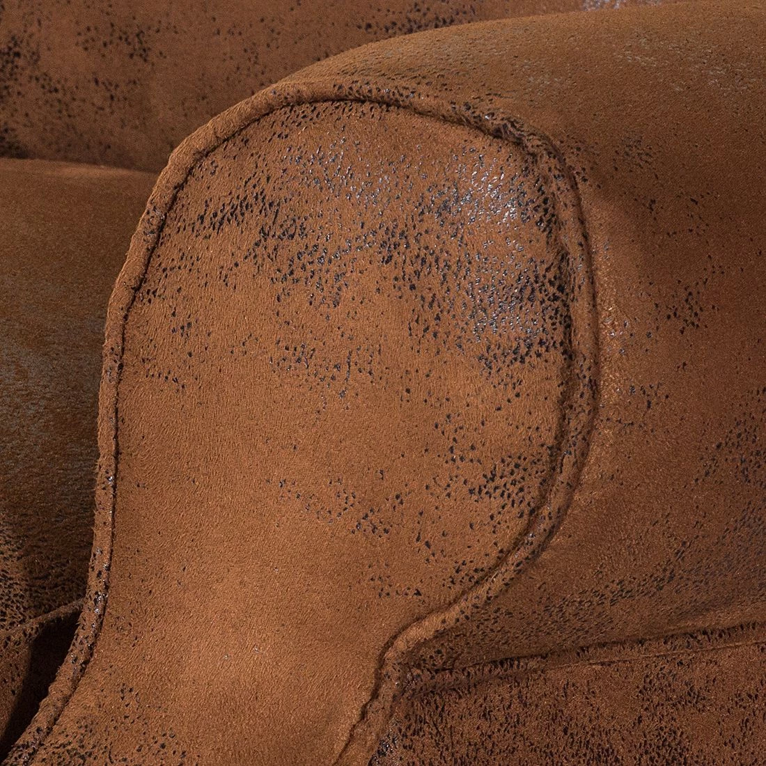 Ars manufacti Fauteuil à oreilles Naru - Imitation cuir vieilli - Marron - Tissu Bena Marron 6 Ars manufacti Fauteuil à oreilles Naru - Imitation cuir vieilli - Marron - Tissu Bena Marron – Image 4