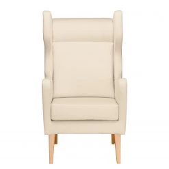 Mørteens Fauteuil à oreilles Bucoli - Ecru - Avec repose-pieds -Pas Cher Fauteuils Magasin ohrensessel bucoli strukturstoff mit hocker ecru 4621672