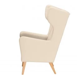 Mørteens Fauteuil à oreilles Bucoli - Ecru - Avec repose-pieds -Pas Cher Fauteuils Magasin ohrensessel bucoli strukturstoff mit hocker ecru 4621676