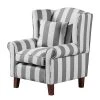 Maison Belfort Fauteuil Colmar - Gris - Sans repose-pieds -Pas Cher Fauteuils Magasin ohrensessel colmar mit hocker webstoff grau gestreift 308060