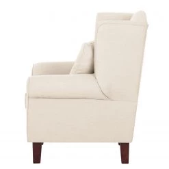 Maison Belfort Fauteuil à oreilles Colmar - Tissu Maka : Beige - Avec repose-pieds -Pas Cher Fauteuils Magasin ohrensessel colmar webstoff mit hocker stoff maka beige 4827304