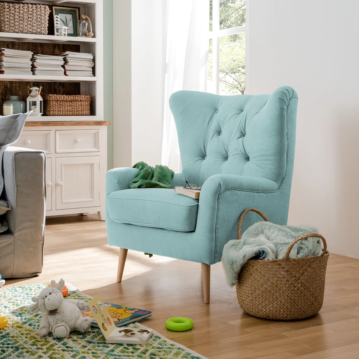 Norrwood Fauteuil à oreilles Feliz - Bleu acier 4 Norrwood Fauteuil à oreilles Feliz - Bleu acier – Image 2