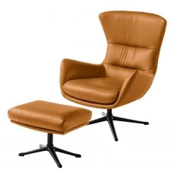 Studio Copenhagen Fauteuil Hepburn III - Cuir véritable Neka : Cognac - Noir -Pas Cher Fauteuils Magasin polsterhocker hepburn iii echtleder echtleder neka cognac 5025964