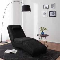 Roomscape Chaise longue de relaxation Carson - Cuir synthétique / Tissu structuré noir -Pas Cher Fauteuils Magasin relaxliege carson kunstleder strukturstoff schwarz 4905260