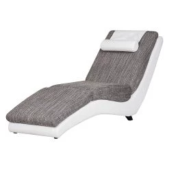 Roomscape Chaise longue de relaxation Carson - Cuir synthétique blanc / Tissu structuré gris clair