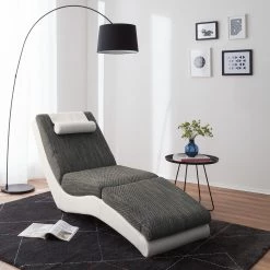 Roomscape Chaise longue de relaxation Carson - Cuir synthétique blanc / Tissu structuré gris clair -Pas Cher Fauteuils Magasin relaxliege carson kunstleder weiss strukturstoff hellgrau 4905184