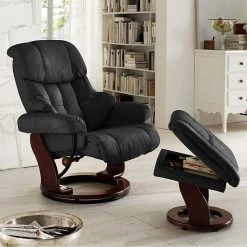 Modoform Fauteuil relax et repose-pieds Grunewald - Cuir véritable / Imitation cuir - Noir - Marron -Pas Cher Fauteuils Magasin relaxsessel grunewald mit hocker echtleder schwarz 1361691