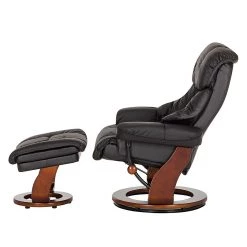 Modoform Fauteuil relax et repose-pieds Grunewald - Cuir véritable / Imitation cuir - Noir - Marron -Pas Cher Fauteuils Magasin relaxsessel grunewald mit hocker echtleder schwarz 374923