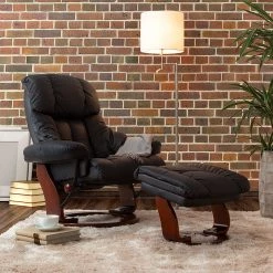 Modoform Fauteuil relax et repose-pieds Grunewald - Cuir véritable / Imitation cuir - Noir - Marron -Pas Cher Fauteuils Magasin relaxsessel grunewald mit hocker echtleder schwarz 464387