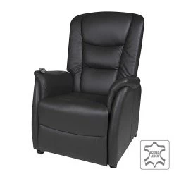 Modoform Fauteuil TV Sylt - Avec moteur et disposiif pour se lever - Cuir synthétique noir - Imitation érable / Orange