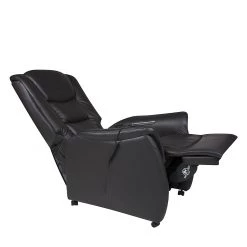 Modoform Fauteuil TV Sylt - Avec moteur et disposiif pour se lever - Cuir synthétique noir - Imitation érable / Orange -Pas Cher Fauteuils Magasin relaxsessel sylt mit motor und aufstehhilfe echtleder schwarz 373372