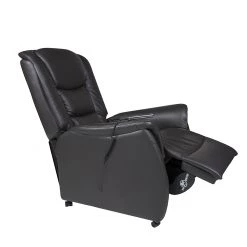 Modoform Fauteuil TV Sylt - Avec moteur et disposiif pour se lever - Cuir synthétique noir - Imitation érable / Orange -Pas Cher Fauteuils Magasin relaxsessel sylt mit motor und aufstehhilfe echtleder schwarz 373373