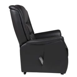 Modoform Fauteuil TV Sylt - Avec moteur et disposiif pour se lever - Cuir synthétique noir - Imitation érable / Orange -Pas Cher Fauteuils Magasin relaxsessel sylt mit motor und aufstehhilfe echtleder schwarz 373377