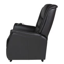 Modoform Fauteuil TV Sylt - Avec moteur et disposiif pour se lever - Cuir synthétique noir - Imitation érable / Orange -Pas Cher Fauteuils Magasin relaxsessel sylt mit motor und aufstehhilfe echtleder schwarz 373381