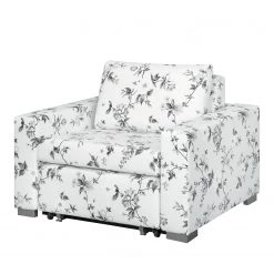 Mooved Fauteuil convertible Latina VII - Matière tissée - Motif floral - Blanc / Gris