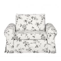 Mooved Fauteuil convertible Latina VII - Matière tissée - Blanc / Gris -Pas Cher Fauteuils Magasin schlafsessel lepe gebluemt weiss grau 4134128