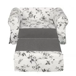Mooved Fauteuil convertible Latina VII - Matière tissée - Blanc / Gris -Pas Cher Fauteuils Magasin schlafsessel lepe gebluemt weiss grau 4134152