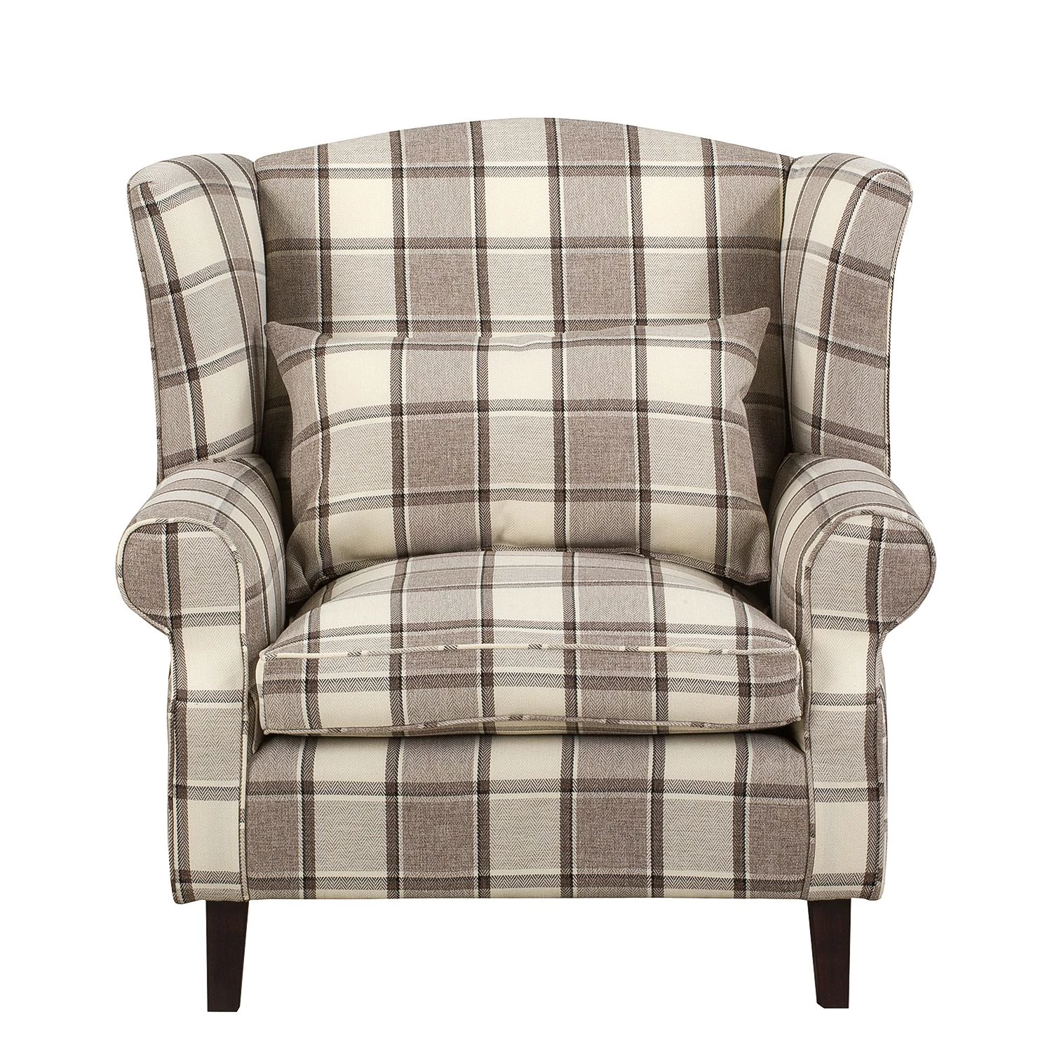 Maison Belfort Fauteuil à oreilles Colmar XL - Marron / Beige 4 Maison Belfort Fauteuil à oreilles Colmar XL - Marron / Beige – Image 2