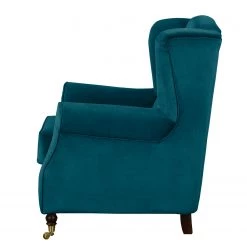 Jack & Alice Fauteuil à oreilles Grendon Velours - Bleu pétrole -Pas Cher Fauteuils Magasin sessel grendon i samt dunkelblau 4224948