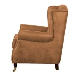 Ars manufacti Fauteuil à oreilles Grendon - Aspect cuir vieilli - Ocre -Pas Cher Fauteuils Magasin sessel grendon ii antiklederlook ocker 4225048