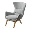Studio Copenhagen Fauteuil Hepburn I - Gris clair / Gris - Chêne foncé -Pas Cher Fauteuils Magasin sessel hepburn webstoff echtleder hellgrau grau 5020904