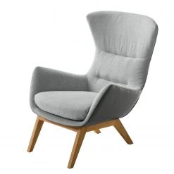 Studio Copenhagen Fauteuil Hepburn I - Gris clair / Gris - Chêne foncé -Pas Cher Fauteuils Magasin sessel hepburn webstoff echtleder hellgrau grau 5020908