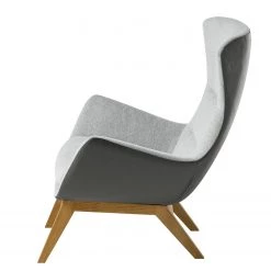 Studio Copenhagen Fauteuil Hepburn I - Gris clair / Gris - Chêne foncé -Pas Cher Fauteuils Magasin sessel hepburn webstoff echtleder hellgrau grau 5020916