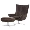 Ars manufacti Fauteuil Itala (avec pouf repose-pieds) - Cuir véritable -Pas Cher Fauteuils Magasin sessel itala mit hocker echtleder braun 5110088