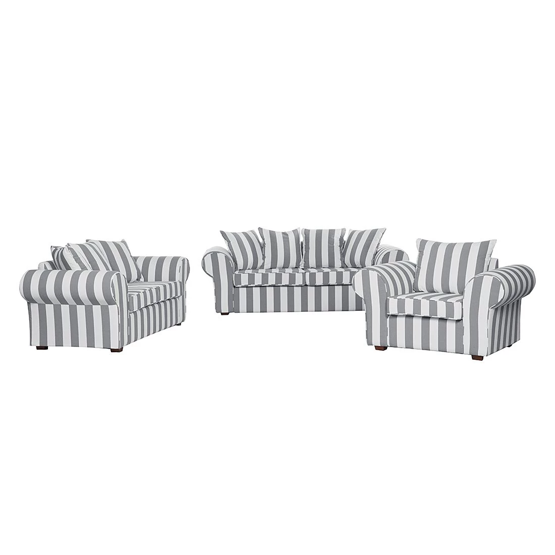Maison Belfort Fauteuil Colmar - Tissu gris à rayures 4 Maison Belfort Fauteuil Colmar - Tissu gris à rayures – Image 2