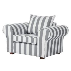 Maison Belfort Fauteuil Colmar - Tissu gris à rayures