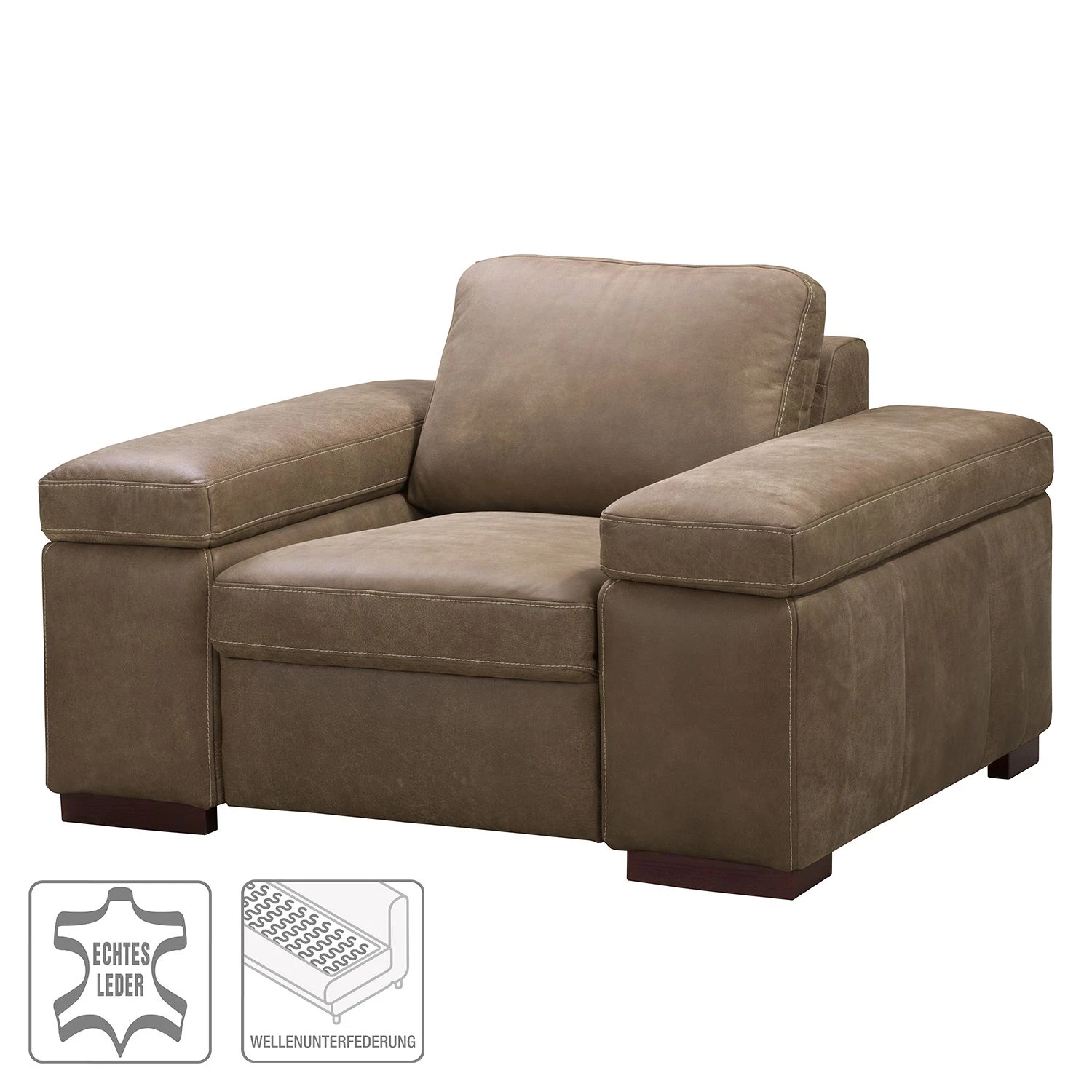 Ars Natura Fauteuil Maine - Cuir véritable - Noix de muscade 4 Ars Natura Fauteuil Maine - Cuir véritable - Noix de muscade – Image 2