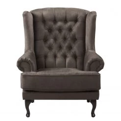 Maison Belfort Fauteuil à oreilles Miscol - Gris marron - Avec repose-pieds -Pas Cher Fauteuils Magasin sessel miscol antiklederlook mit hocker braungrau 4886364