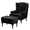 Maison Belfort Fauteuil à oreilles Miscol - Noir - Avec repose-pieds