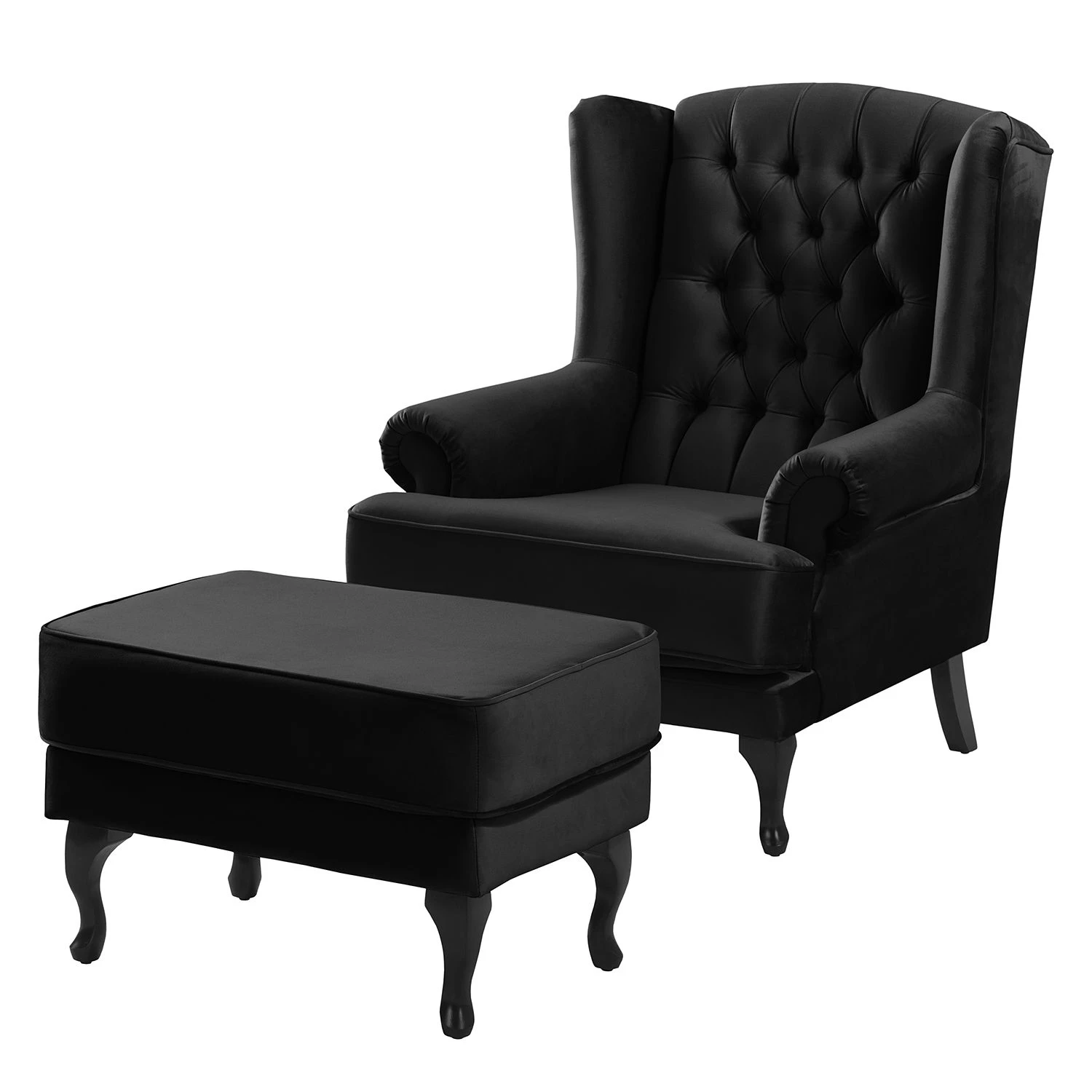 Maison Belfort Fauteuil à oreilles Miscol - Noir - Avec repose-pieds 3 Maison Belfort Fauteuil à oreilles Miscol - Noir - Avec repose-pieds