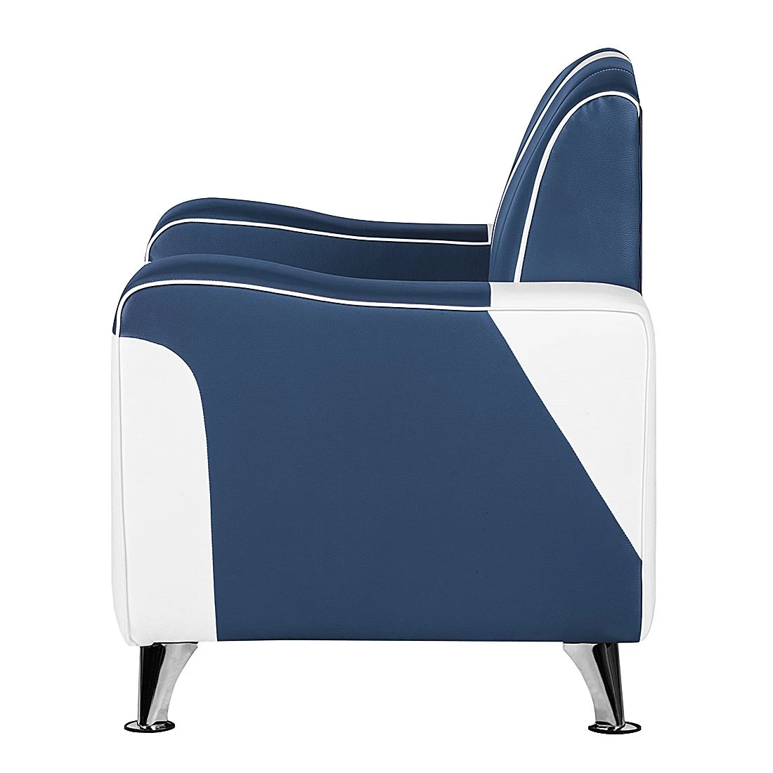 Studio Monroe Fauteuil Nixa - Cuir synthétique - Blanc / Bleu foncé 4 Studio Monroe Fauteuil Nixa - Cuir synthétique - Blanc / Bleu foncé – Image 2