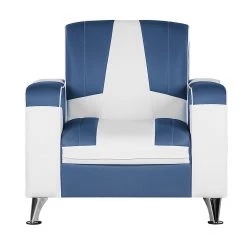 Studio Monroe Fauteuil Nixa - Cuir synthétique - Blanc / Bleu foncé