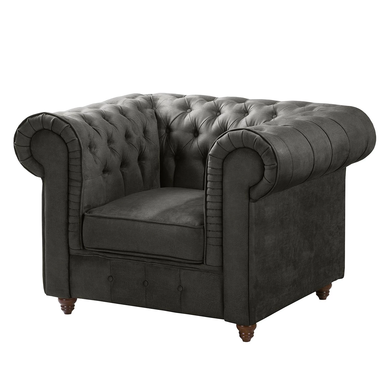 Maison Belfort Fauteuil Chesterfield Pintano - Gris foncé 3 Maison Belfort Fauteuil Chesterfield Pintano - Gris foncé
